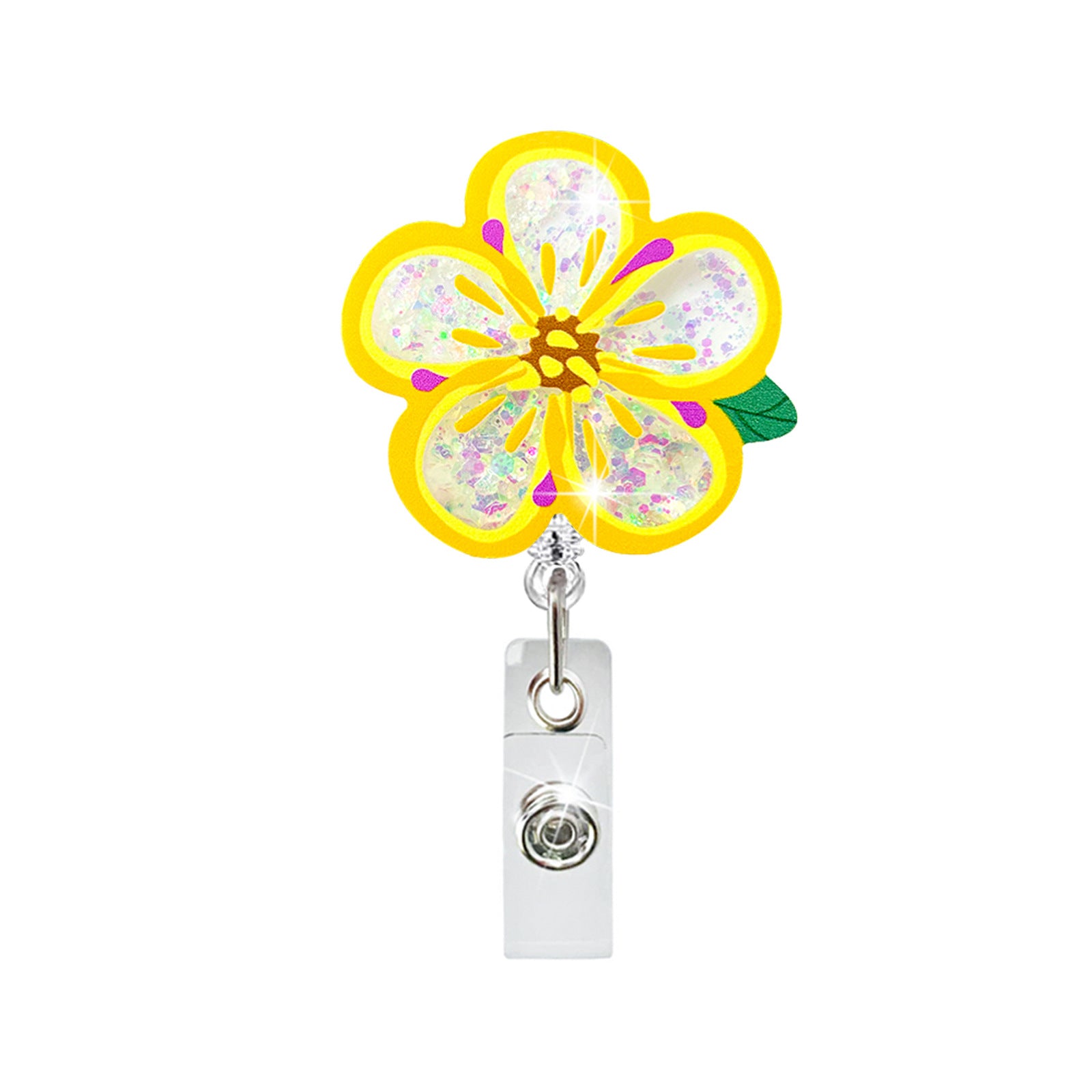 Wholesale Colorful Flowers Acrylic Retractable Badge Scroll Keychain